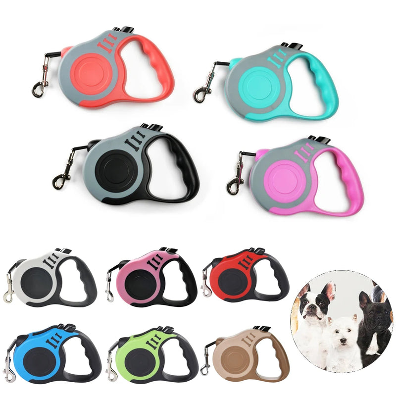 Coleira Retrátil Automática para Cães, corda extensível de 3m/5m para viagens ao ar livre, e passeios