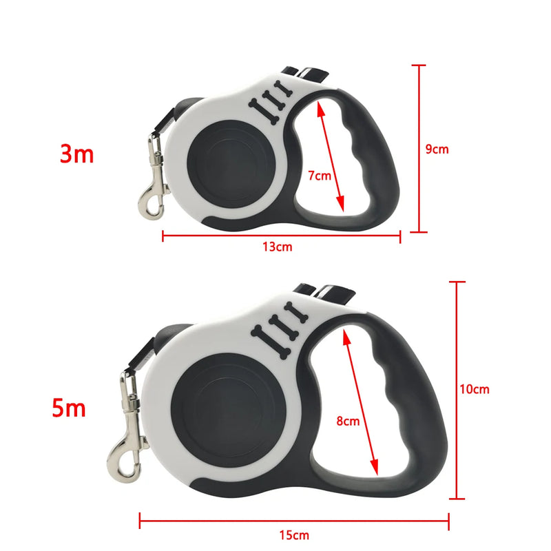 Coleira Retrátil Automática para Cães, corda extensível de 3m/5m para viagens ao ar livre, e passeios