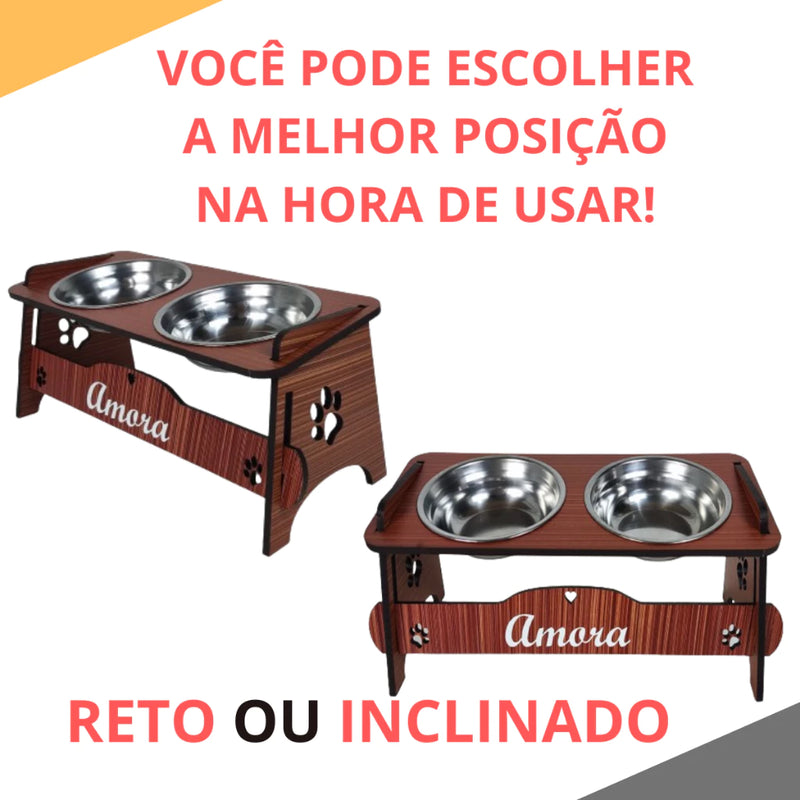 Comedouro Personalizado Com TAMPAS Duplo + Tigelas