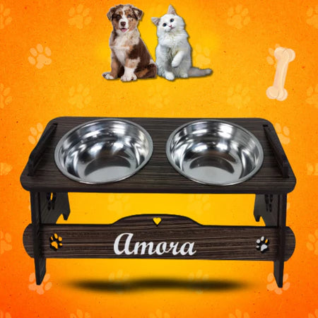 Comedouro Personalizado Com TAMPAS Duplo + Tigelas